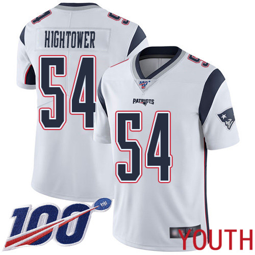 New England Patriots Football #54 100th Season Limited White Youth Dont a Hightower Road NFL Jersey